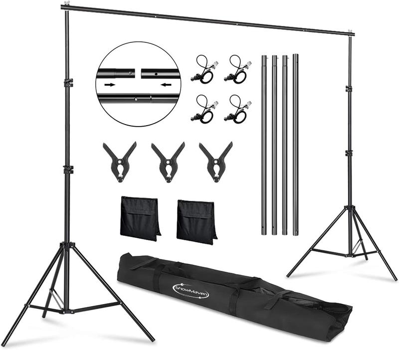 Backdrop Stand, 6.4ft x 10ft Adjustable Photo Background Stand with Carry Bag for Photography Photo Video Studio, Baby Shower, Birthday Party (6.4ftx10ft) Camera Camera