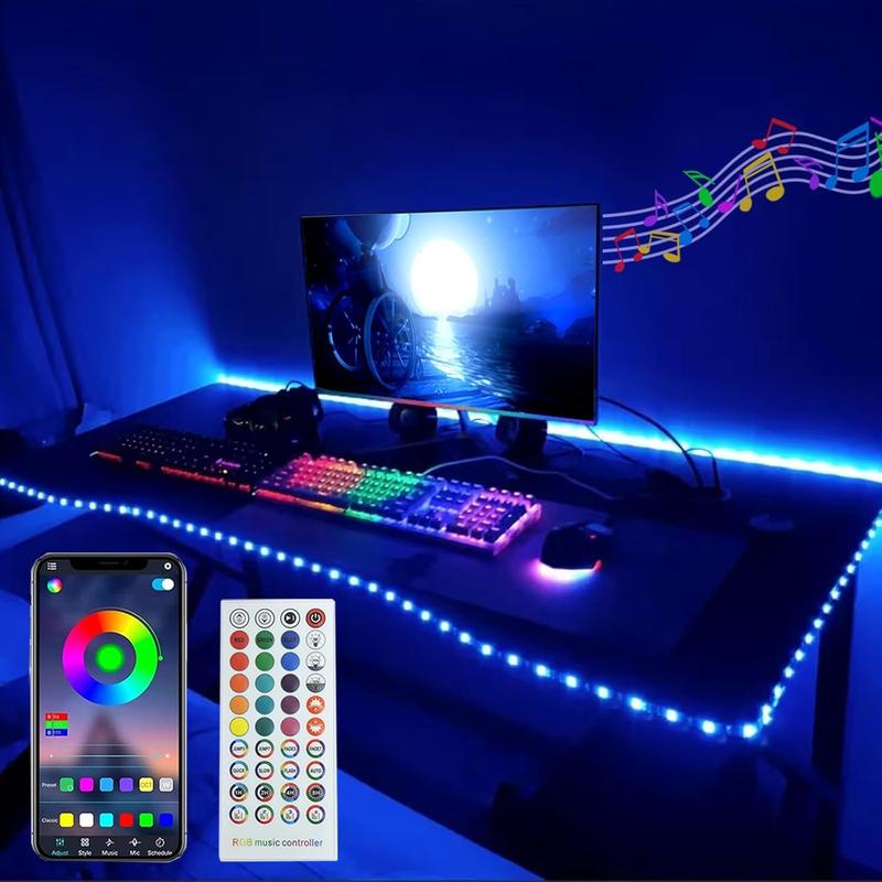 Monitor LED Backlight, USB  10 ft Led Light Strip for TV 32-65inch, APP Remote Control Music Sync RGB Led Strip Lights for Indoor Decor