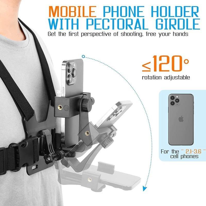 New Magnetic Neck Mount for Phones, Neck Cell Phone Holder POV Vlog Selfie Mount Hand Free Phone Neck Holder Chest Stand Strap Video Recording for iPhone 15 14 13 12 Series Android Phones,Action Camera Accessories Smartphone