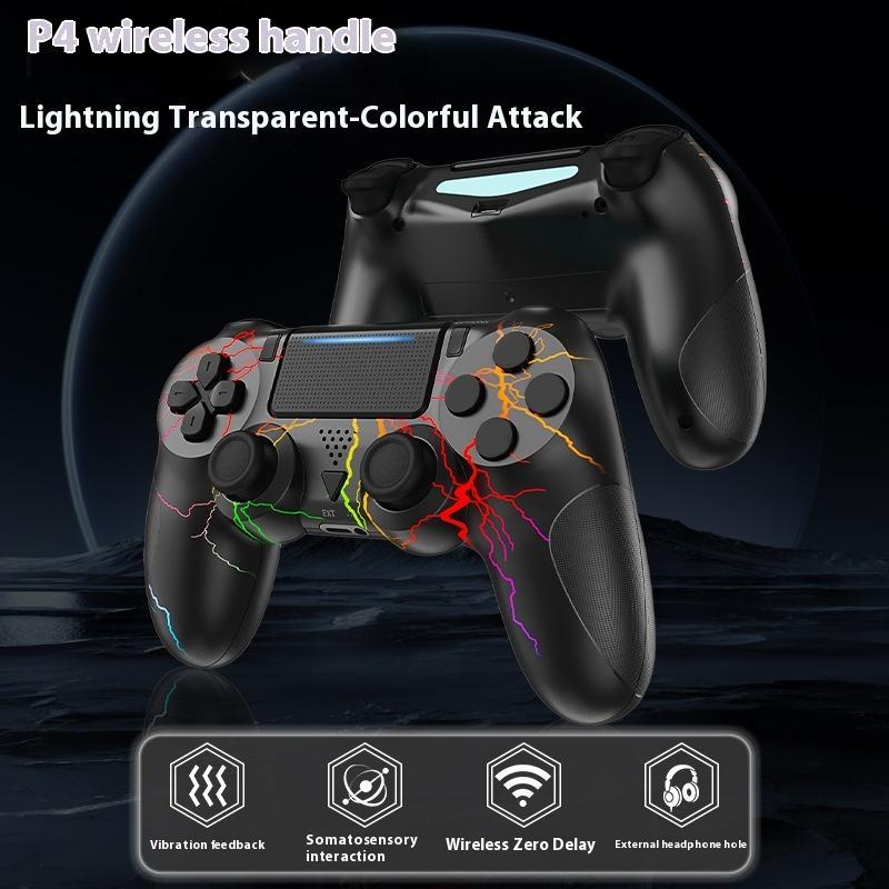 P4 Wireless Game Controller, 1 Count Rechargeable RGB Light Gamepad, Six-axis Gyroscope Bluetooth-compatible Gamepad, Gaming Accessories