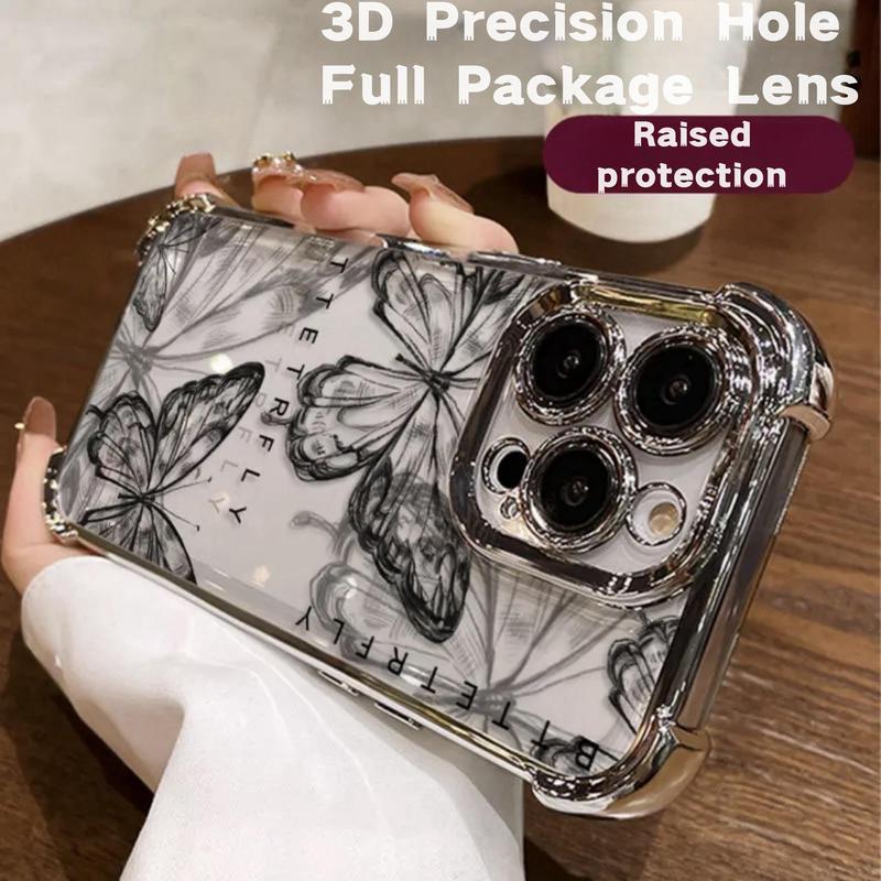 Butterfly Pattern Phone Case, 1 Count Anti-drop Cellphone Protective Case, Shockproof Mobile Phone Cover for iPhone 15 14 13 12 11 Pro Max