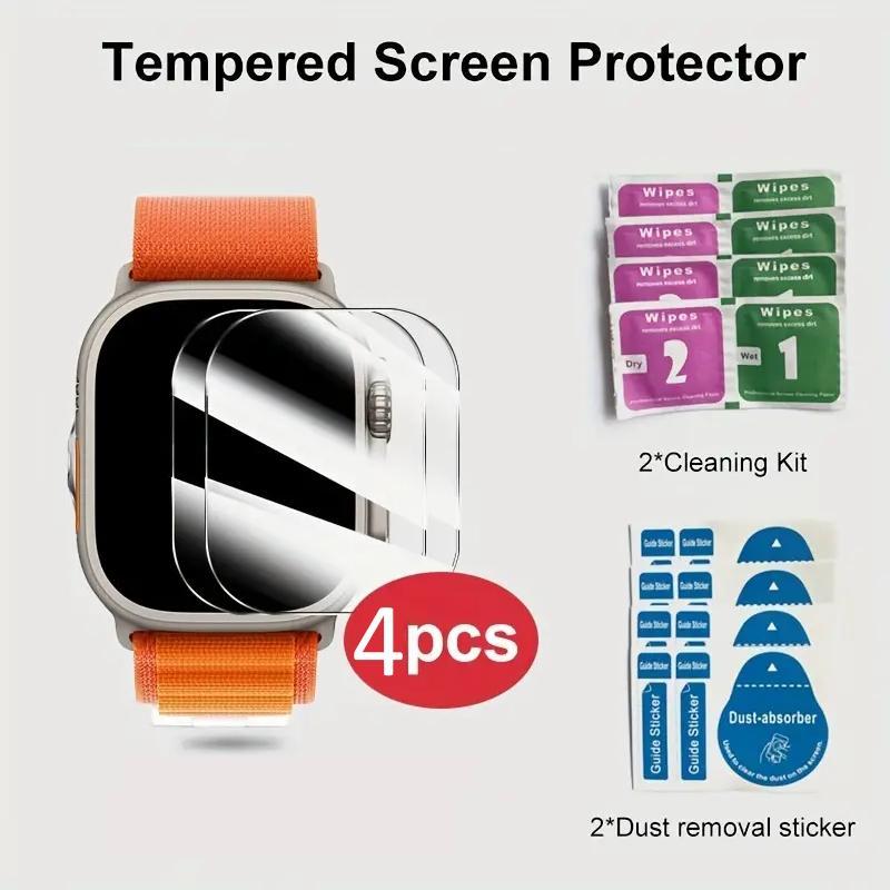 Tempered Glass Watch Screen Protector, 4 counts Waterproof & HD Watch Screen Protector, Touch Sensitive Watch Film for Apple Watch Ultra 2 Ultra 49mm