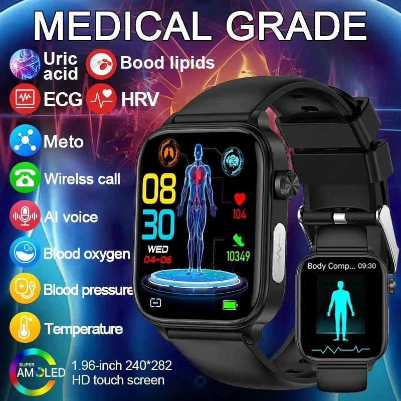 LIGE Medical Grade ECG Smart Watch Men Waterproof Watches SOS First Aid Function Body Fat Blood Lipid Monitor Women Smartwatch