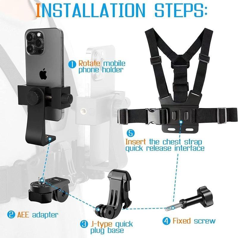 New Magnetic Neck Mount for Phones, Neck Cell Phone Holder POV Vlog Selfie Mount Hand Free Phone Neck Holder Chest Stand Strap Video Recording for iPhone 15 14 13 12 Series Android Phones,Action Camera Accessories Smartphone