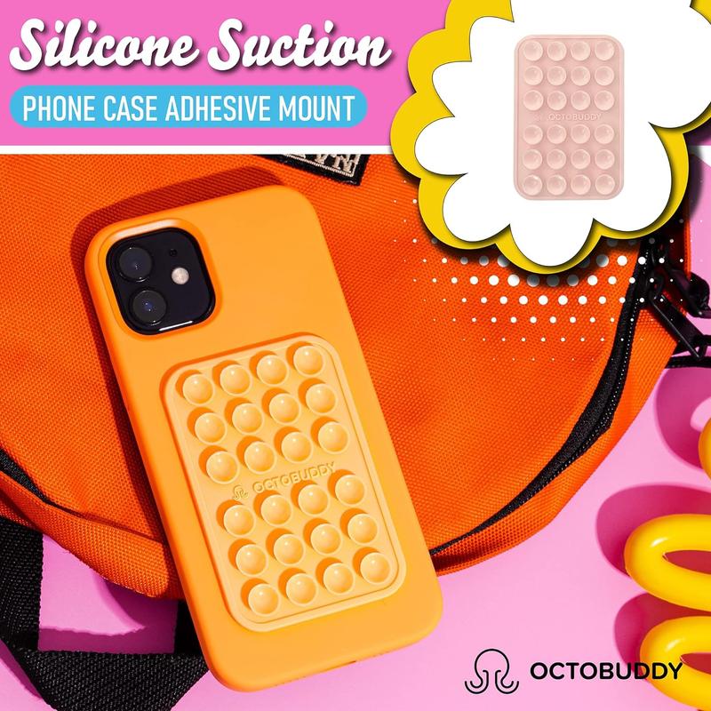 OCTOBUDDY Silicone Suction Phone Case Adhesive Mount - Hands-Free, Strong Grip Holder for Selfies and Videos - Durable, Easy to Use - iPhone and Android Compatible