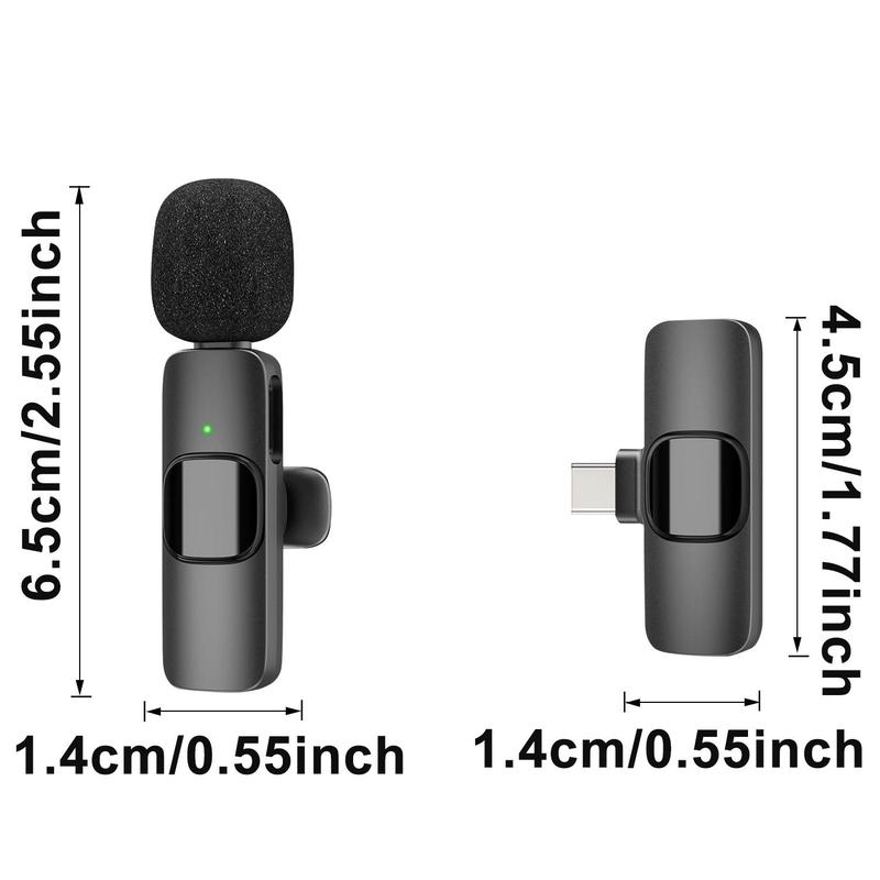 USB-C Wireless Microphone, 1 Count Mini Lapel Microphone with Noise Cancelling Function, Portable Microphone for Android Type-C Smartphone, Laptop, YouTube Live, Podcast, Facebook Video Recording