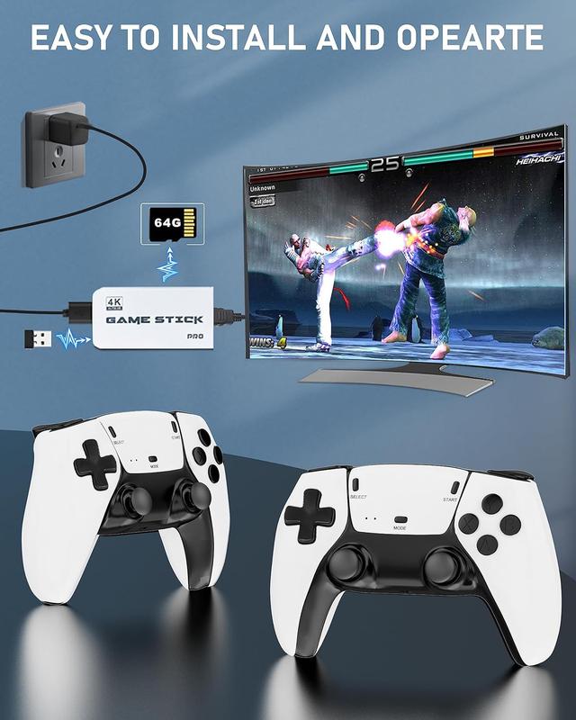 M15 Wireless Retro Game Console - Retro Play Game Stick,Nostalgia Stick Game,9 Classic Emulators,4K HDMI Output,Plug and Play Video Game Stick Built in 20000+ Games with 2.4G Wireless Controllers(64G)