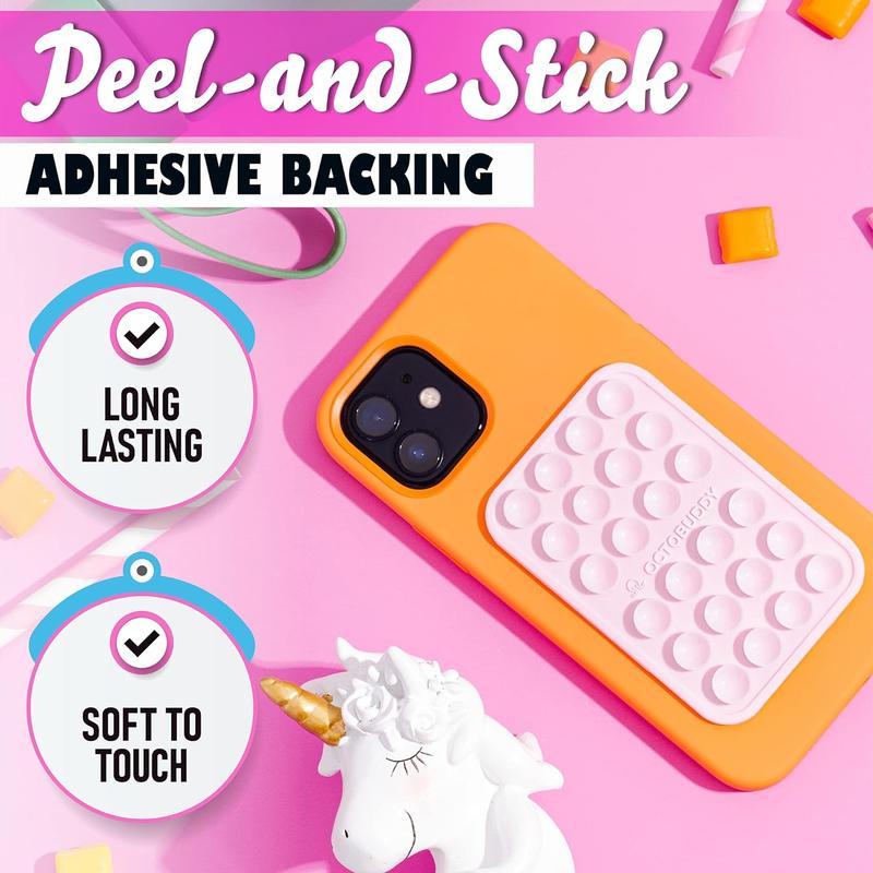 OCTOBUDDY Silicone Suction Phone Case Adhesive Mount - Hands-Free, Strong Grip Holder for Selfies and Videos - Durable, Easy to Use - iPhone and Android Compatible