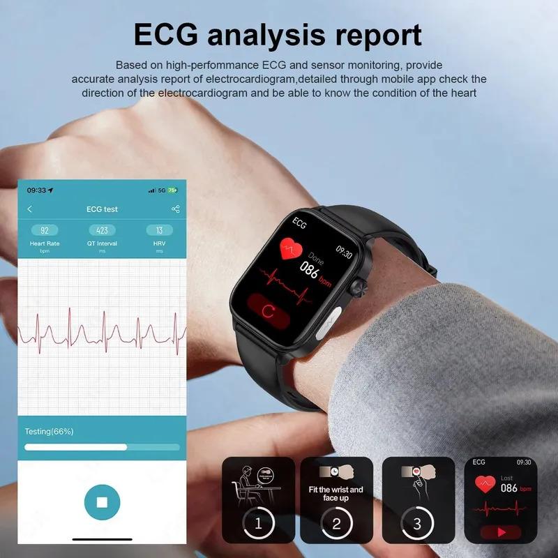 LIGE Medical Grade ECG Smart Watch Men Waterproof Watches SOS First Aid Function Body Fat Blood Lipid Monitor Women Smartwatch