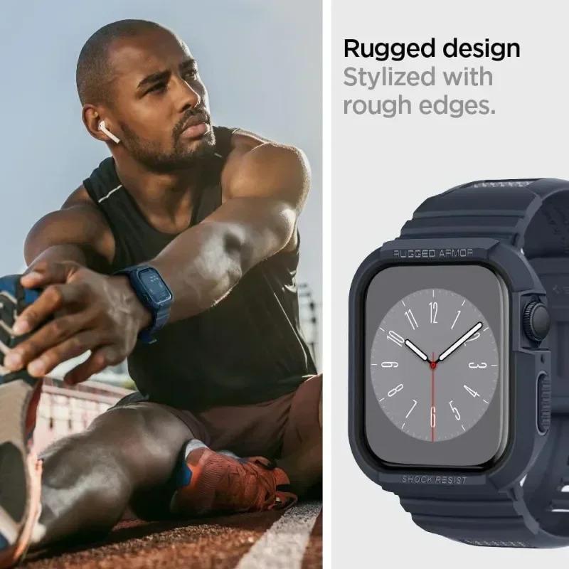 Rugged Armor Pro Designed for Apple Watch Ultra 2 49mm Rubber Case with Band Series 9 8 SE2 7 6 SE 5 4 45 44mm 41mm 40mm Correa