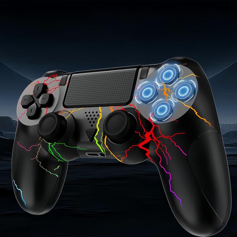 P4 Wireless Game Controller, 1 Count Rechargeable RGB Light Gamepad, Six-axis Gyroscope Bluetooth-compatible Gamepad, Gaming Accessories