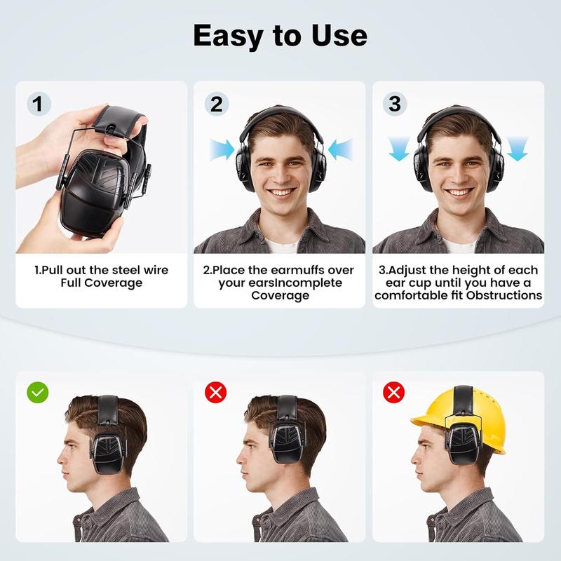 Ear Protection Ear Muffs Noise Reduction SNR 35dB Hearing Protection  Adult   Range Mowing Woodwork (Black)