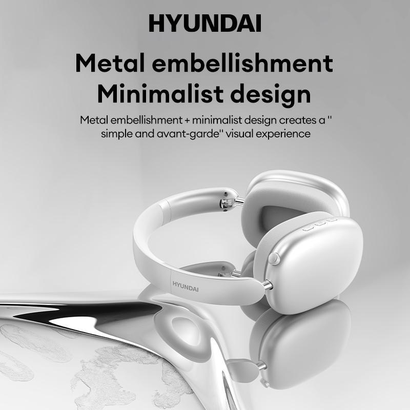 HYUNDAI MusPods-Max Wireless Headphones, 1 Count Minimalist Design Intelligent Noise Cancelling Headphones, Bluetooth-compatible 5.4 Low Latency Headphones