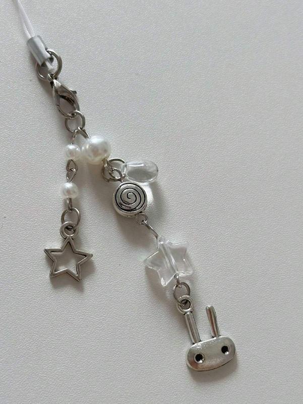 Cute Rabbit & Star Shaped Handmade Beaded Phone Or Bag Charm