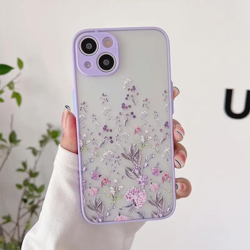 Floral Pattern Phone Case, 1 Count Fashion Phone Protective Case For Woman Girls, Premium Chic Phone Case For Apple Series