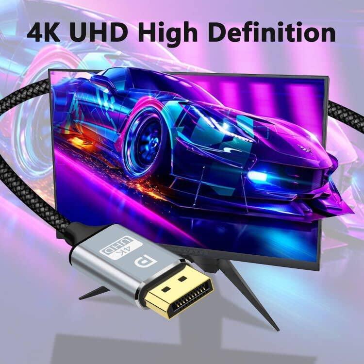 4K DisplayPort to HDMI  10FT,[Aluminum Shell,Nylon Braided]High Speed,UHD(1440P 60Hz,1080P 120Hz) Unidirectional DP to HDMI  Cord for ,,Projector,Desktop, ,,,