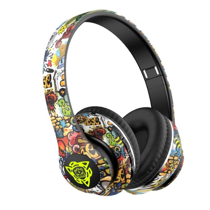 Animal Pattern Over Ear Headphones, 1 Count Halloween Themed HiFi Stereo Sound Wireless BT Gaming Headset, Earphone, Stereo Noise Cancelling Headphone for Game Sports