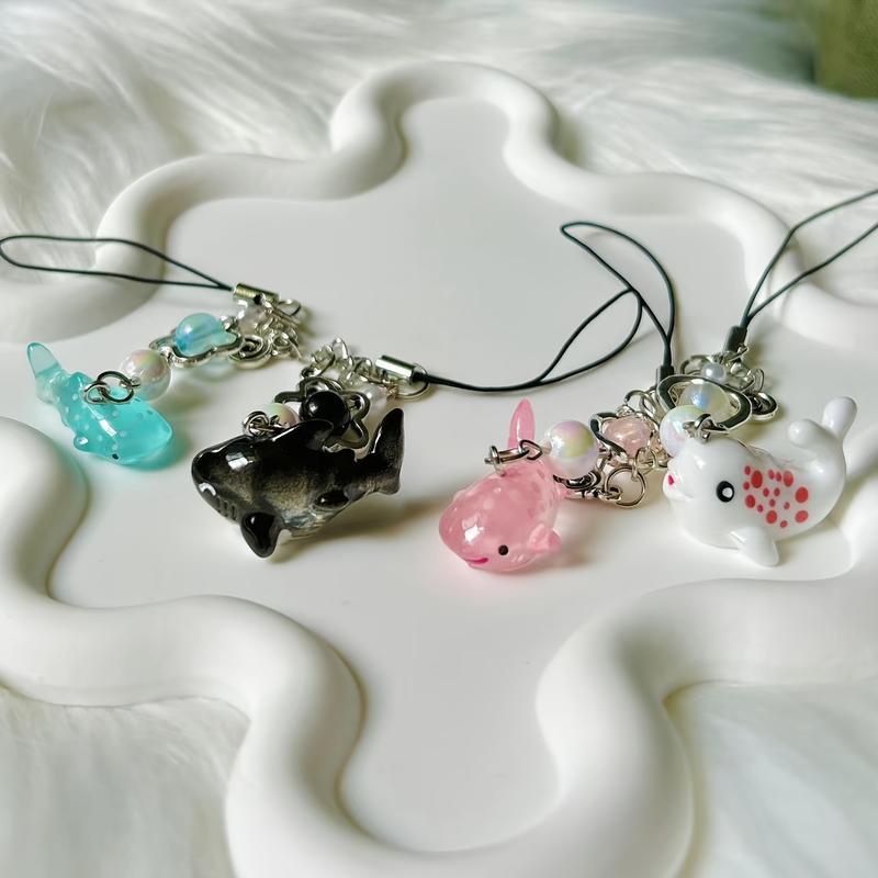 1 Piece Y2g Cute Simulated Marine Animal Shark Chain Mobile Phone, CCD Camera, Small Decoration Pendant Parts