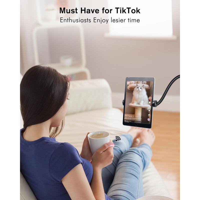 Remote Scrolling Ring for TikTok, 2-in-1 TIK Tok Scroller Ring with Phone Holder, Wireless Page Turner for iPad iPhone Ebook Reading, Photo Taking Video Recording Remote for iOS Android Devices Black tiktok  remote scroller  remote