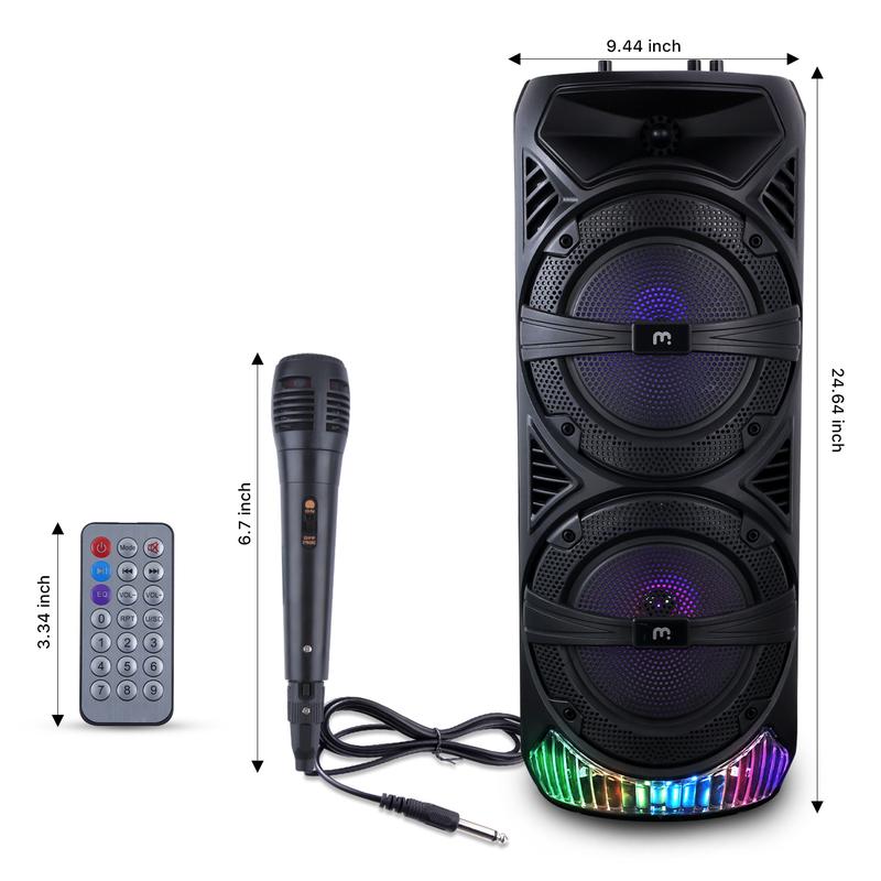 Bluetooth Speaker with Microphone&Remote RGB Wireless Speaker Dual Sound Track for Party Outdoor