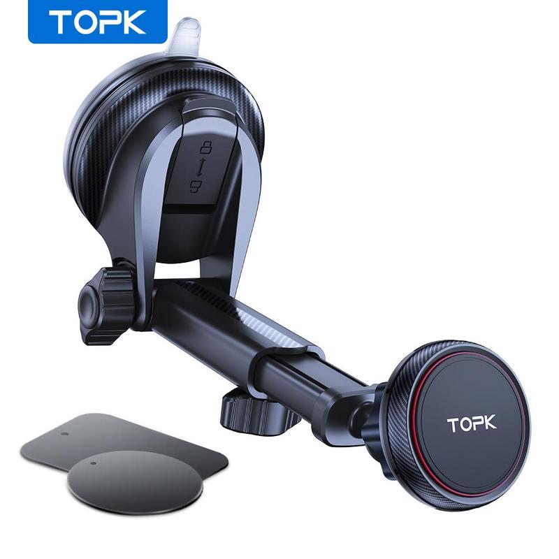 TOPK Magnetic Car Phone Holder, 1 Count Rotatable Car Phone Mount, Universal Car Interior Accessories for iPhone 15 Pro Max Plus 14 13 12 Mini Samsung