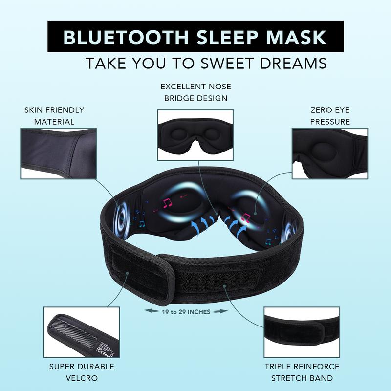 MINISO Sleep Headphones, 3D Sleep Mask Bluetooth Wireless Music Eye Mask, Sleeping Headphones for Side Sleepers Sleep Mask with Bluetooth Headphones Ultra-Thin Stereo Speakers Perfect for Sleeping