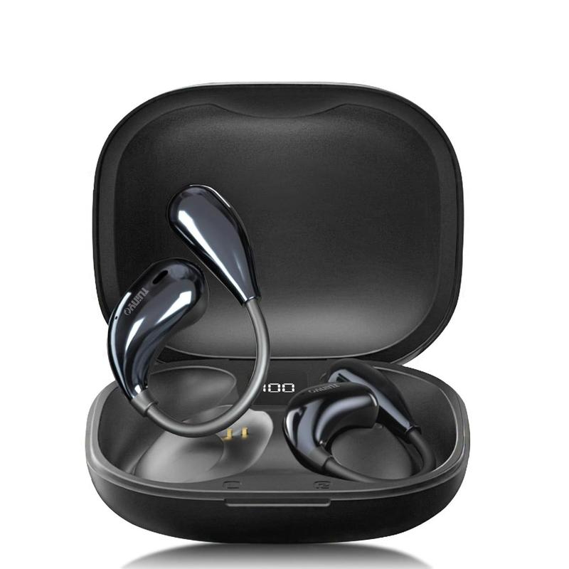 TUINYO Open Ear Headphones, Bluetooth 5.4 Wireless Earbuds with LED display 25Hrs Playtime, Premium Sound True Wireless Open -BEar Headphones IPX5 Waterproof for Sports, Driving, Office