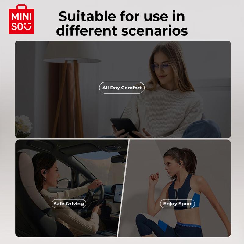 MINISO M98 Full-Color Display Touch Screen OWS Earphones Open Wireless Bluetooth 5.4 Earbuds Low latency Gaming Headsets 35 hours of ultra-long battery life Immersive HIFI Sound Quality Sports Wireless Headphones Sensitive Touch Built-in microphone