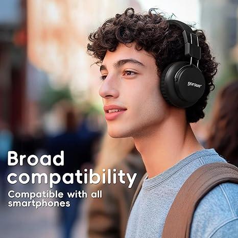 GorsunWireless headphones for fall, foldable gaming headphones with built-in wireless microphone, portable earbuds for home summer outdoors, bluetooth headphones for gaming and PC, headphones for gym, foldable electronic audio earbuds, back to school gift