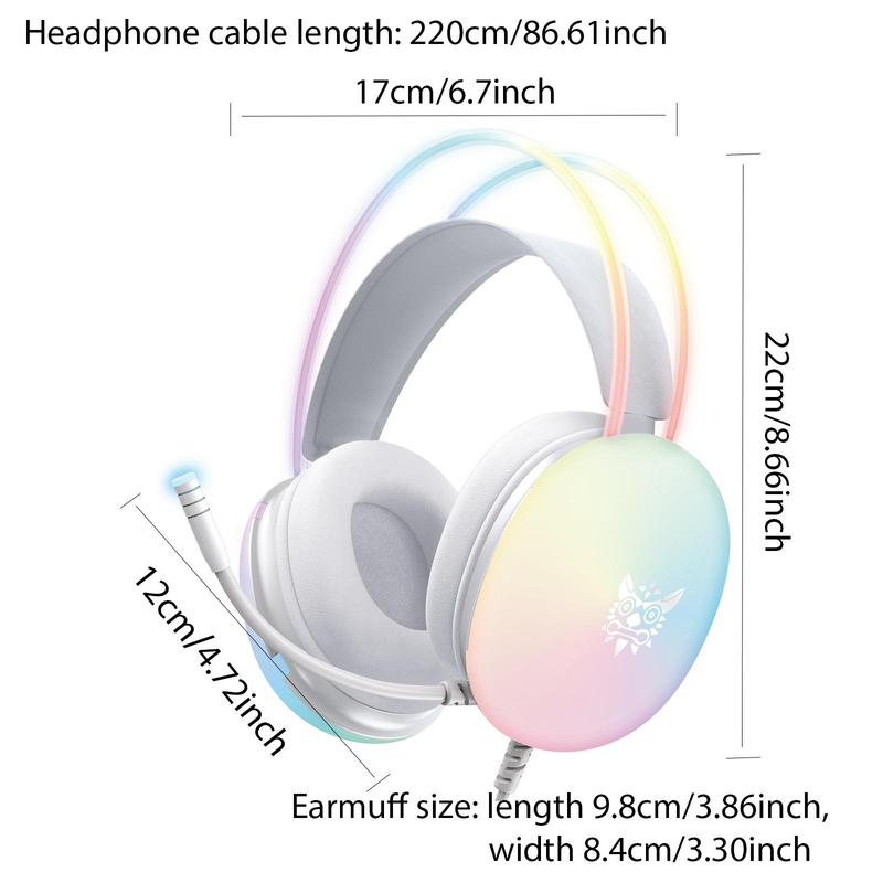 Onikuma X25 Over-ear Design Headphone, Noise Cancelling Headphone with Microphone, Gradient Light Effect Gaming Headset, E-sport Wired Headphone