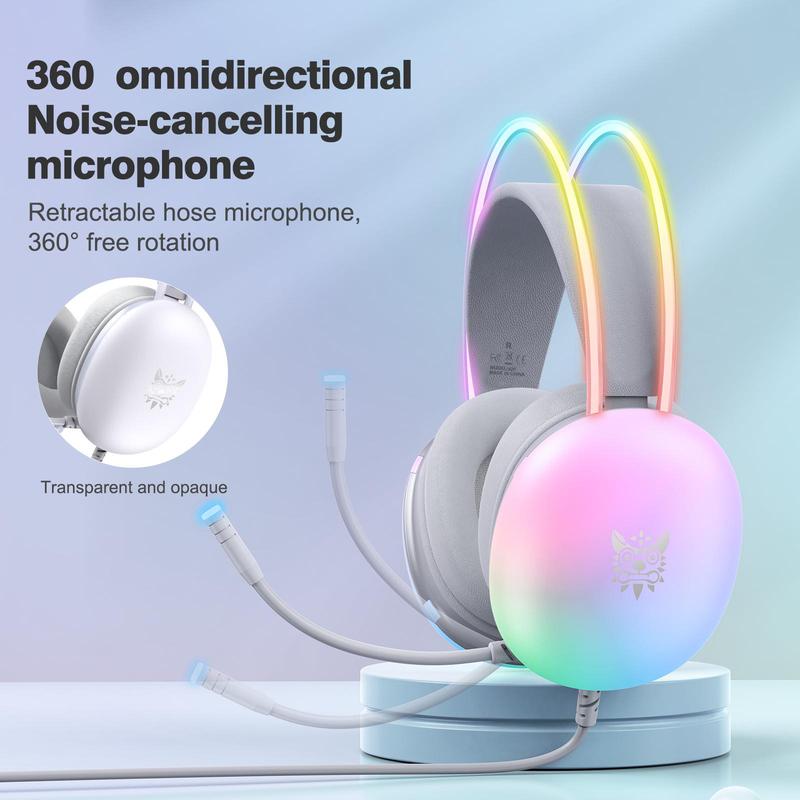 Onikuma X25 Over-ear Design Headphone, Noise Cancelling Headphone with Microphone, Gradient Light Effect Gaming Headset, E-sport Wired Headphone