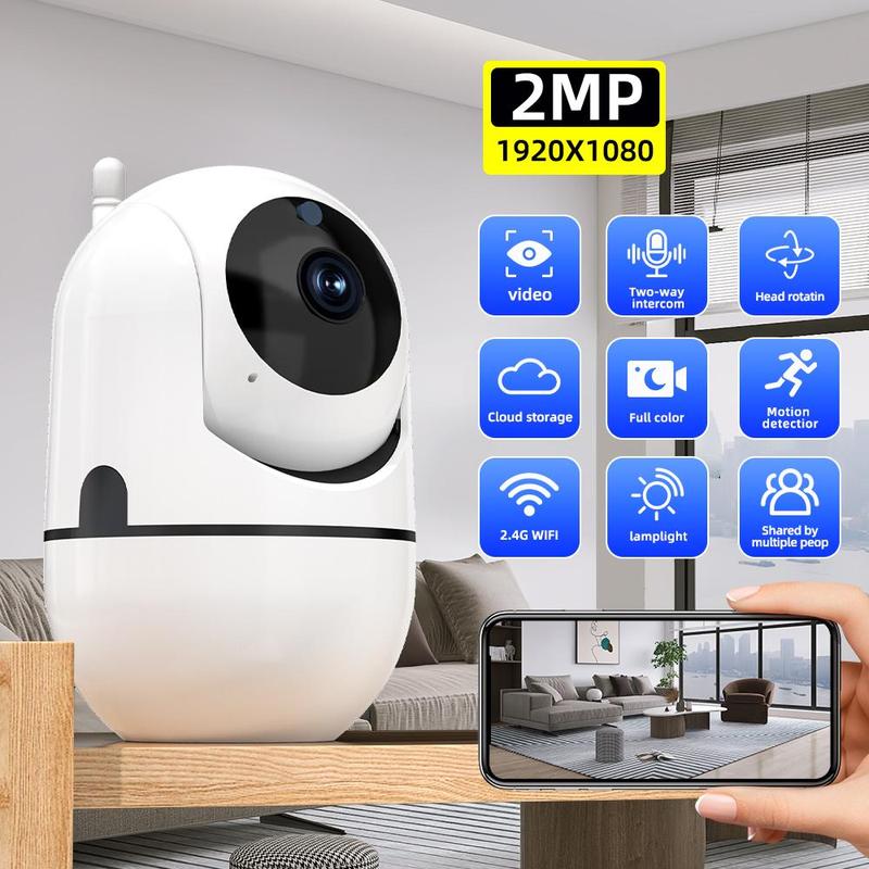 2.4G WiFi Camera, USB Powered 350°Horizontal Hanging 90° Rotation Camera with Color Night Vision, Auto Tracking Home Security Camera with Screw, Outdoor CCTV, Smart Camera