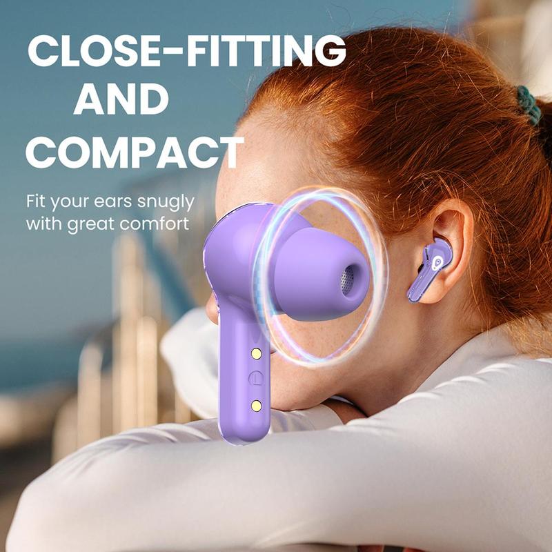 Summer Chargeable In-ear Earbud Wireless Headphones, 1 Count Touch Control Stereo Sound Earbud with Digital Display Charging Case, Noise Cancelling Headphones, Low Latency BT Gaming Headset for Phone, Electronic Audio Product