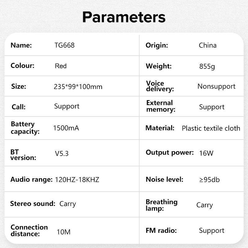 T&G Portable Wireless Speaker, Rechargeable LED Light Stereo Speaker, Outdoor Speaker Supports USB TF FM Broadcasting Music for Camping, Travel