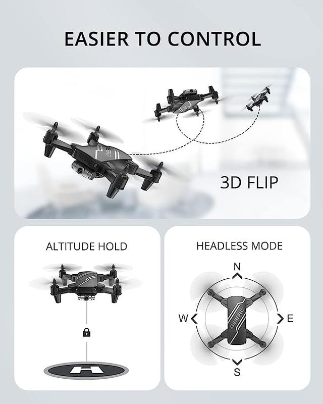 DEERC D20 Mini Drone for Beginner with 720P HD FPV Camera Remote Control Toys Gifts with Altitude Hold, Headless Mode, 3D Flips 2 Batteries, Black