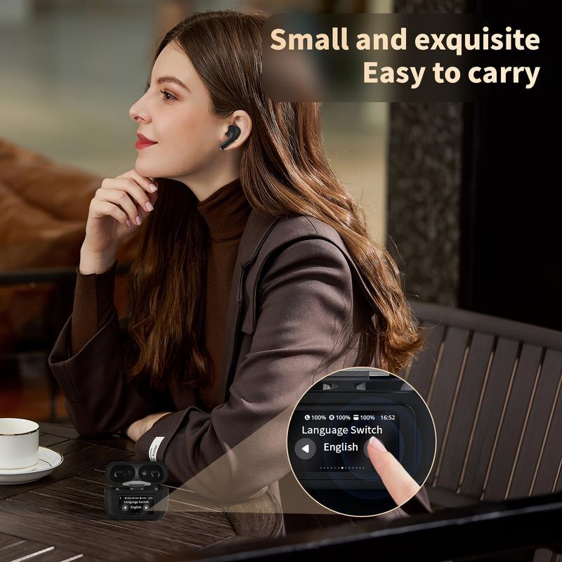 Display Bluetooth-compatible Earphone,Touch Screen Earphone Noise Cancellation  Long Life In-Ear Lightweight Headphones Audio Headset Earbud Electronic