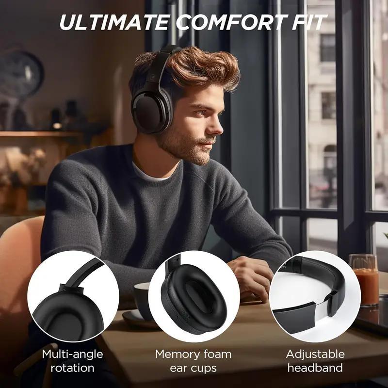 Wireless Noise Cancelling Headphone, 1 Count Over-ear Design Headphone with Deep Bass & Clear Call, Comfortable Headset for Gaming, Sports, Office