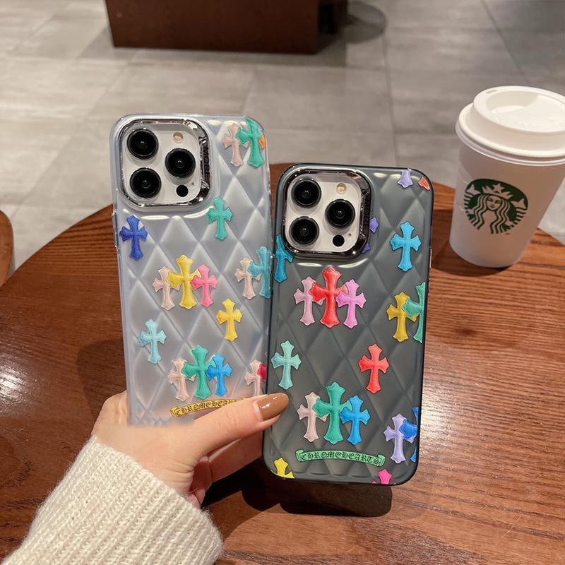 Compatible with iPhone 16 15 14 13 12 Trendy Brand Cross PC Silicone Phone case,for iPhone 16 15 14 13 12 Pro Max Seven Color Cross Anti Fall Maleand Female Phone Case