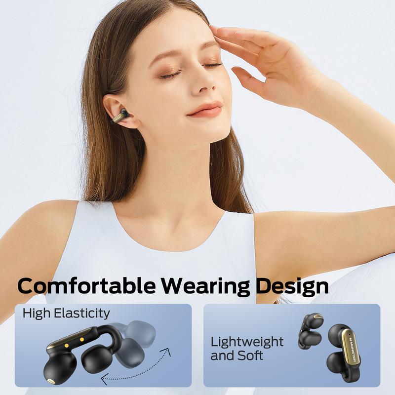 Monster Translation Wireless Earbuds, Comfort Clip-On Bluetooth Earbuds, Bluetooth 5.4 Open Earbuds with Environmental Noise Cancellation, IPX5 Waterproof & Touch Control Wireless Headphones for Indoor or Outdoor monster  earbuds translation earphone