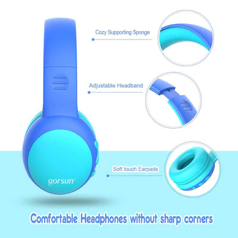 gorsun Kids Bluetooth Headphones with Microphone,Toddler Wireless Headsets with 85dB Volume Limited Hearing Protection,Stereo Over-Ear Headphones for Boys and Girls (Purple+Blue) headphones Audio Cable Portable  Christmas gifts for children 2024 Wireless