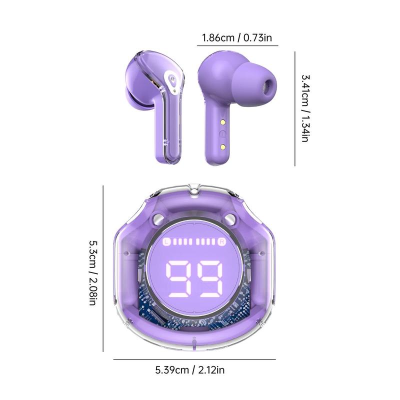 Summer Chargeable In-ear Earbud Wireless Headphones, 1 Count Touch Control Stereo Sound Earbud with Digital Display Charging Case, Noise Cancelling Headphones, Low Latency BT Gaming Headset for Phone, Electronic Audio Product