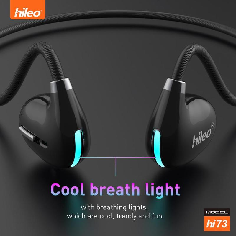 Hileo Wireless Earphone, Open Ear Design Headphone with Noise Cancelling Mic, IPX4 Waterproof Sports Earbuds for Gaming & Sports, Wireless Headphones