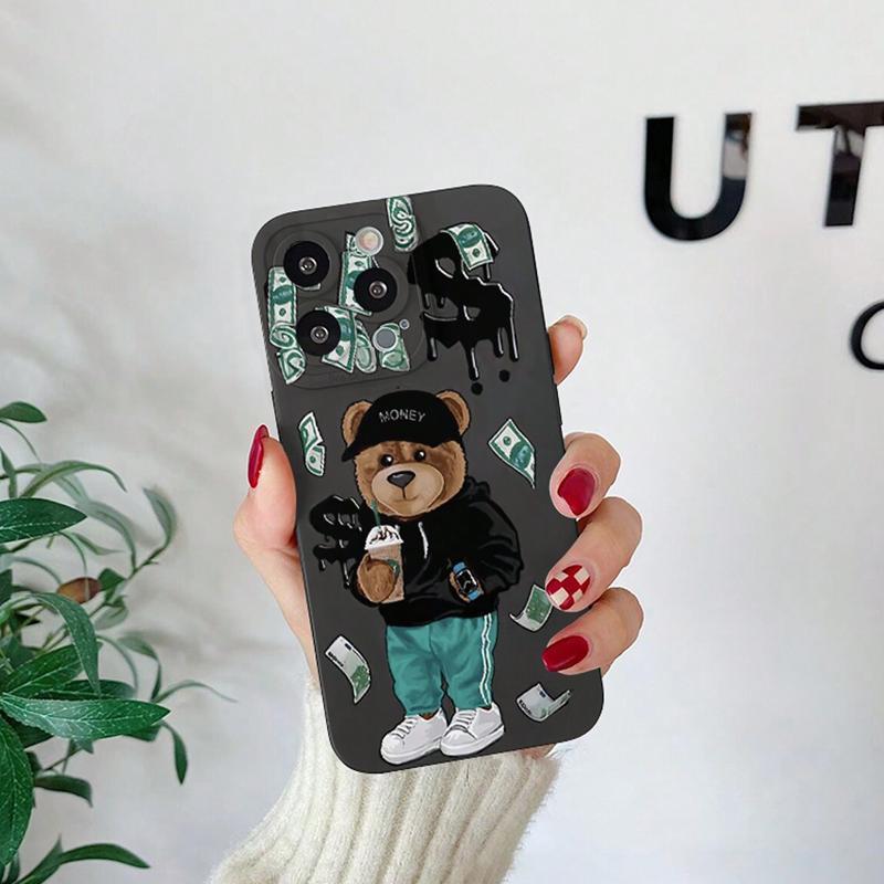 Bear Pattern Phone Case, TPU Decorative Phone Protector Cover, Phone Accessories Compatible with iPhone 11 12 13 14 15 16 Pro Max XS Max XR X