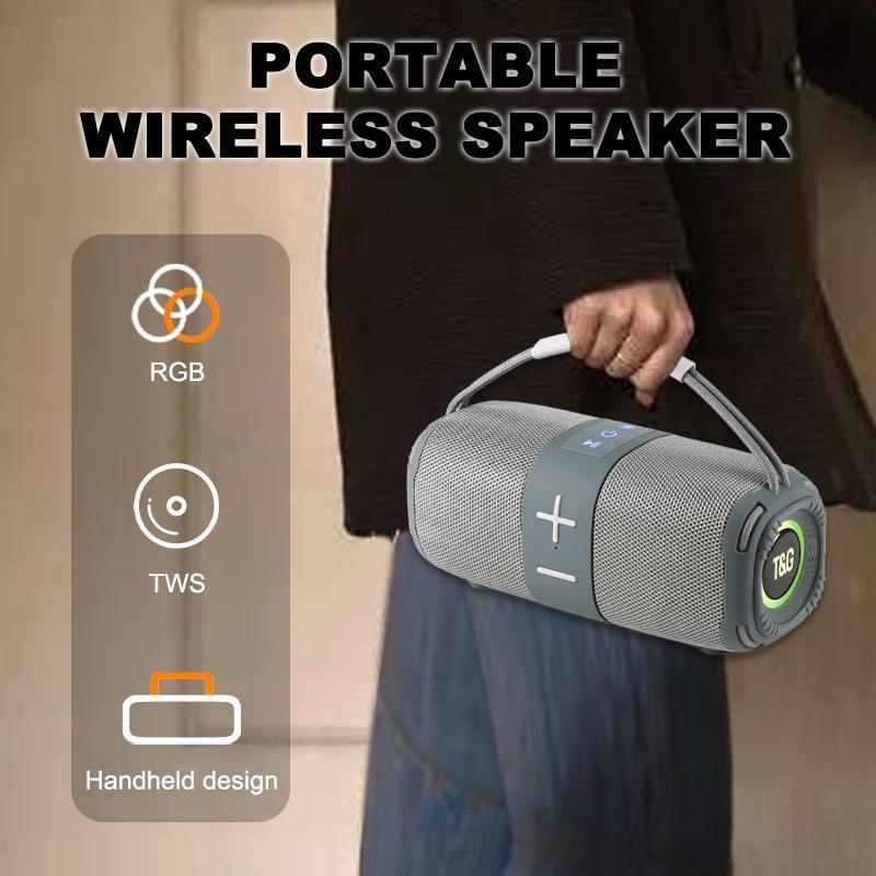 T&G Portable Wireless Speaker, Rechargeable LED Light Stereo Speaker, Outdoor Speaker Supports USB TF FM Broadcasting Music for Camping, Travel