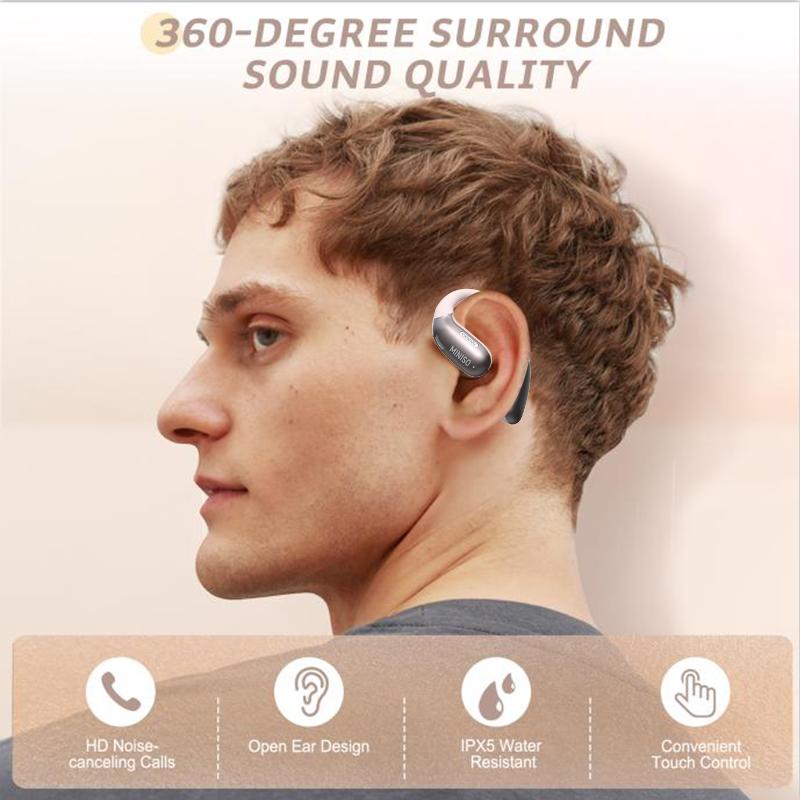 MINISO X28 AI Translation Wireless Bluetooth Earbuds Support 135 Languages Real Time Bluetooth Translation HIFI Sound Quality IPX5 Waterproof Wireless Gaming Headphones for Gaming Travel Sports Built-in Mic Headset Compatible with Phone Computer