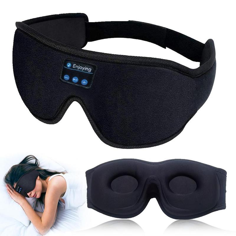 Wireless Sleep Eye Mask with Earbuds, Sleep Eye Cover with Comfortable Headband, Creative Travel Music Speaker, Wireless Earbuds for Side Sleepers