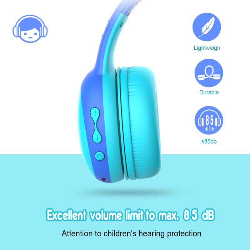 gorsun Kids Bluetooth Headphones with Microphone,Toddler Wireless Headsets with 85dB Volume Limited Hearing Protection,Stereo Over-Ear Headphones for Boys and Girls (Purple+Blue) headphones Audio Cable Portable  Christmas gifts for children 2024 Wireless