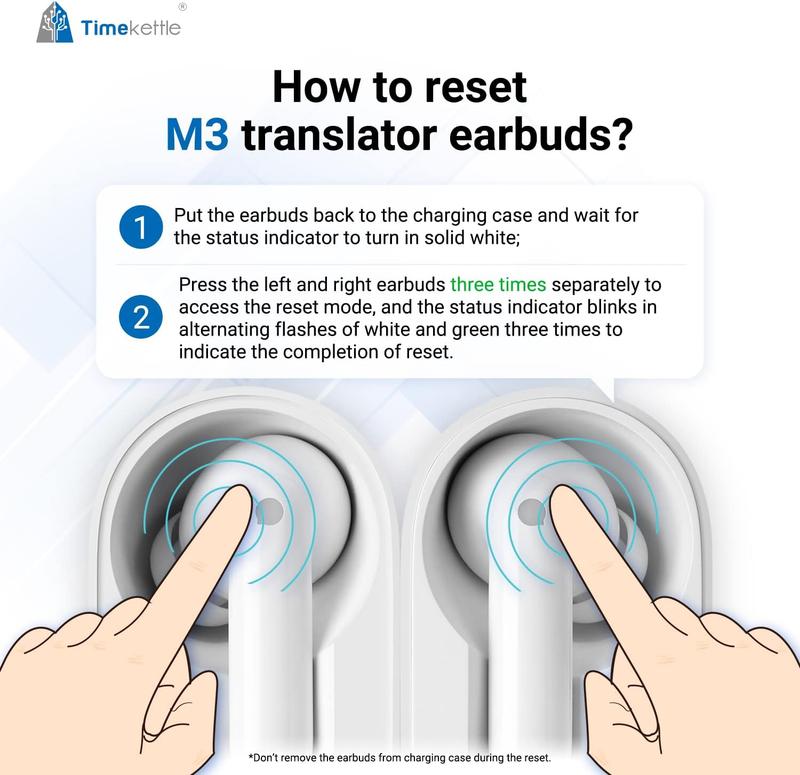 Timekettle M3 Language Translator Earbuds, Instant Two-Way Translator Device with APP for 40 Languages & 93 Accents Online, Offline Translator for Exploring Expat Life Freely, Compatible with iOS & Android Audio Earphones Headphones Charging