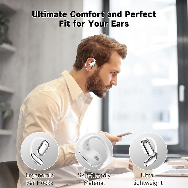 Fall Open-ear Wireless Headphones, Noise Cancelling Headphones Earbuds with Built-in Mic for Sports, Gaming, Stereo Sound Bluetooth-compatible 5.4 Gaming Headset, Wireless Earbuds