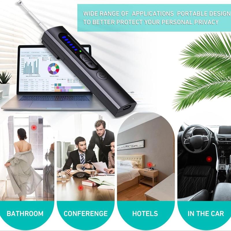 Wireless Camera Hidden Detector, USB Charging Security Cameras, Hidden Camera Detector with Built-in RF & GPS Tracking Detection for Hotel & Airbnb Safety